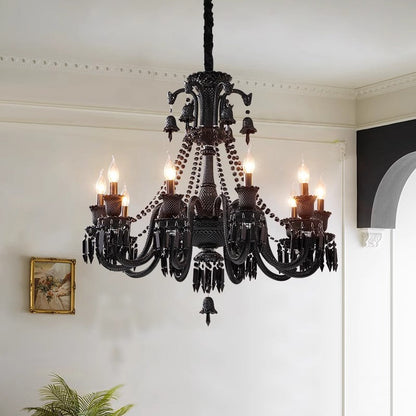 STODE® Black Glass Italian Chandelier – Elegant Warm White Lighting for Dining Hall