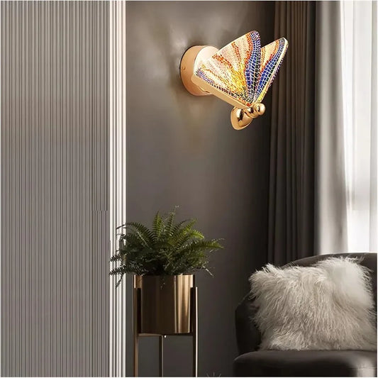 STODE® Butterfly Gold Wall Lamps - Nordic Modern Minimalist Luxury LED Lighting for Staircase, Bedroom & Aisle Décor (Color: Gold, White & Warm Light)
