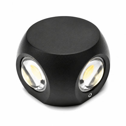 STODE® IP65 Waterproof 4-Way Round LED Wall Light – Warm White Black Body Decorative Indoor & Outdoor Exterior Wall Step Lamp for Home, Balcony & Garden (Pack of 1)