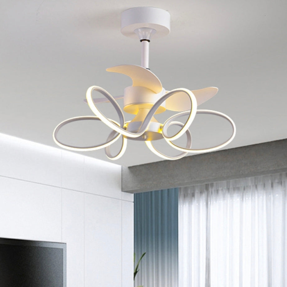 STODE® 24 Inch White Low Profile LED Ceiling Fan Light | 600mm Modern Chandelier Fan with Remote for Bedroom & Living Room