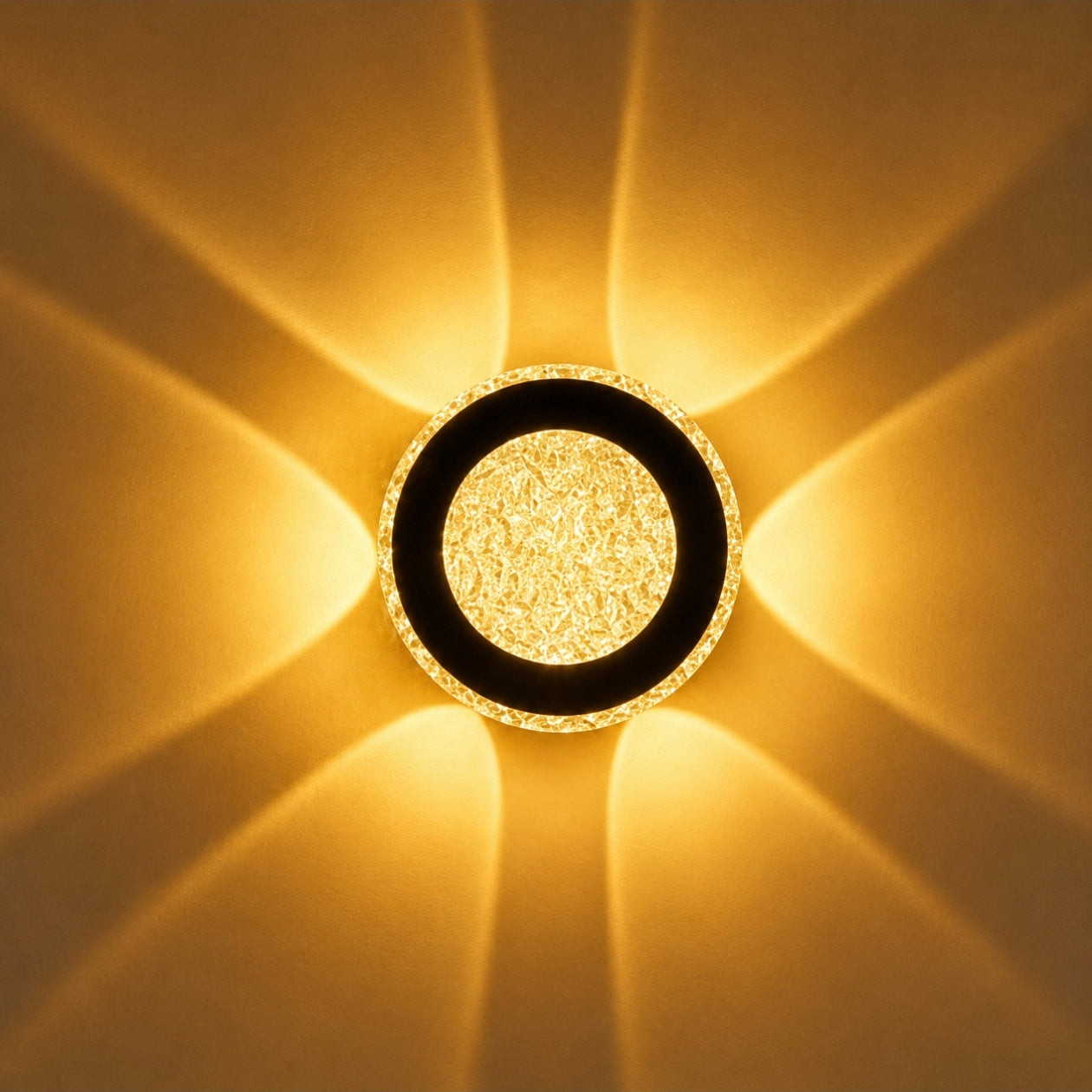 STODE® 12W Round 6-Way LED Wall Light – 6×2W Warm White, Premium Glass & Aluminum Build, IP65 Waterproof Decorative Indoor & Outdoor Wall Lamp for Bedroom, Living Room, Balcony & Home (Pack of 1)