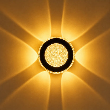 STODE® 12W Round 6-Way LED Wall Light – 6×2W Warm White, Premium Glass & Aluminum Build, IP65 Waterproof Decorative Indoor & Outdoor Wall Lamp for Bedroom, Living Room, Balcony & Home (Pack of 1)