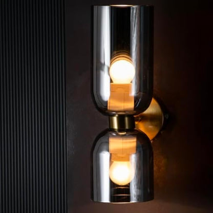 STODE® Double Glass Up-Down LED Wall Lamp – Gold Finish Lighting Fixture | Warm White for Living Room, Bedroom & Home Décor