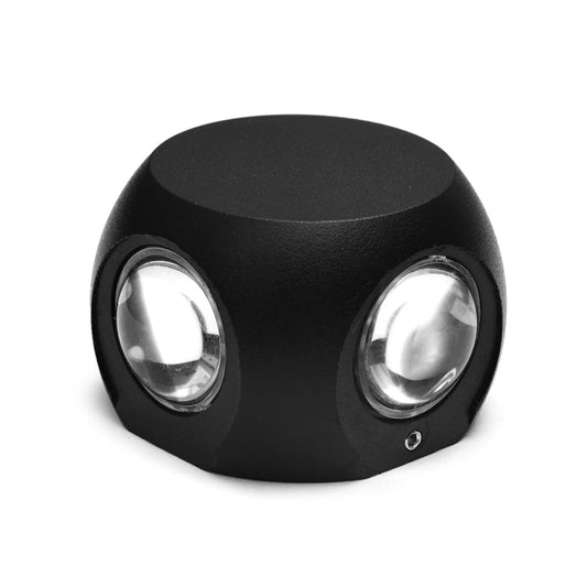 STODE® IP65 Waterproof 4-Way Round LED Wall Light – Warm White Black Body Decorative Indoor & Outdoor Exterior Wall Step Lamp for Home, Balcony & Garden (Pack of 1)