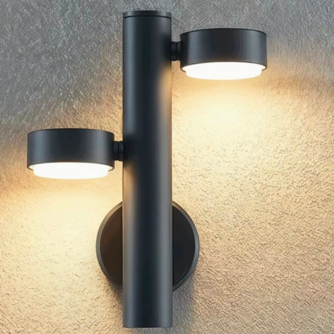 STODE® 18W LED Modern Black Outdoor Wall Light | Waterproof 3-Light Source Fixture - Warm White (Pack of 1)