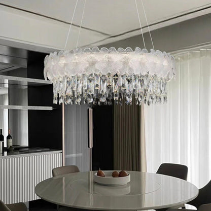 STODE® Floral Crystal Cascade Chandelier - Elegant Hanging Light Fixture