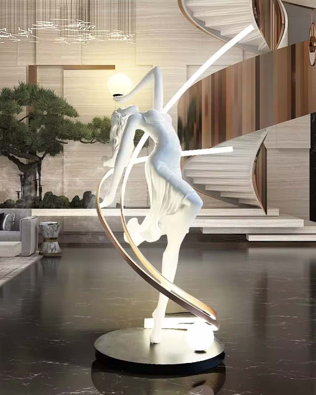 STODE® Dancing Lady Floor Lamp - Humanoid Sculpture Design in Black & White Options