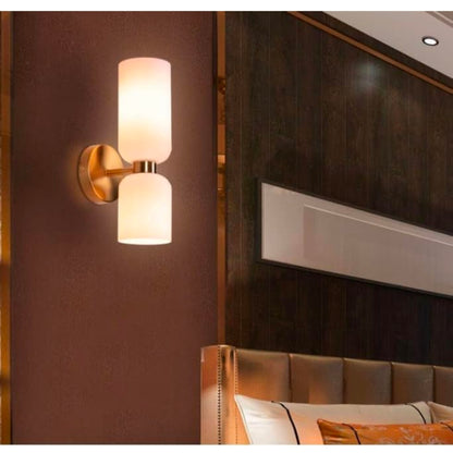 STODE® Double Glass Up-Down LED Wall Lamp – Gold Finish Lighting Fixture | Warm White for Living Room, Bedroom & Home Décor