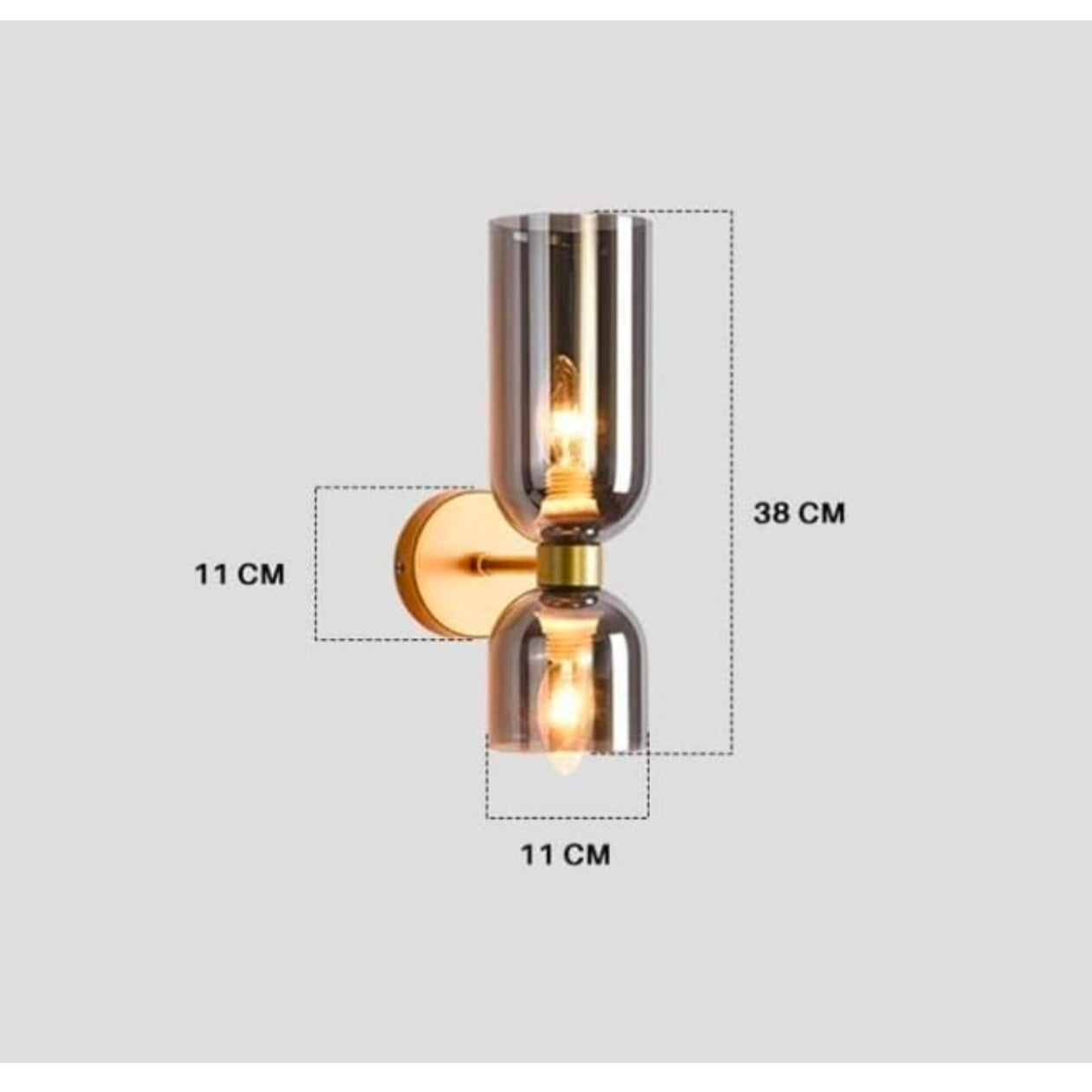 STODE® Double Glass Up-Down LED Wall Lamp – Gold Finish Lighting Fixture | Warm White for Living Room, Bedroom & Home Décor