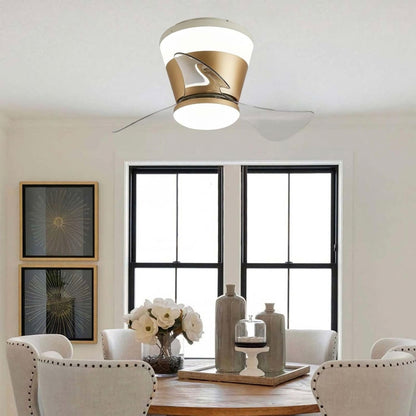 STODE® Modern 22 Inch Gold Low Profile LED Ceiling Fan Light with Remote | Modern 3 Color Changing Chandelier Flush Mount for Bedroom & Living Room