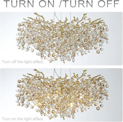 STODE® 1800mm Gold Crystal Ceiling Chandelier - Luxury LED Villa Lighting