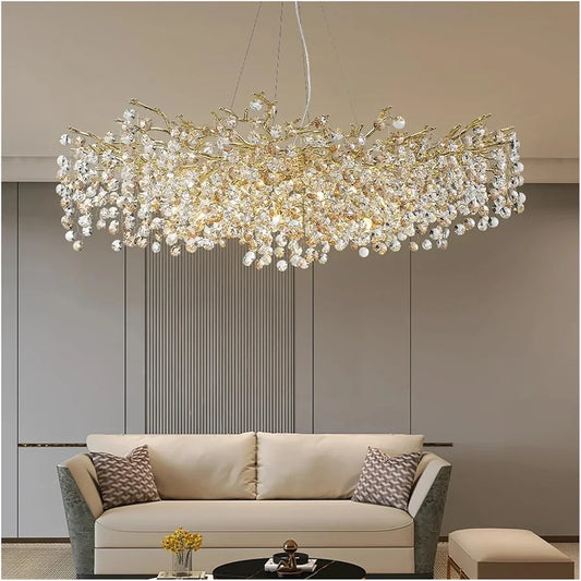 STODE® 1800mm Gold Crystal Ceiling Chandelier - Luxury LED Villa Lighting