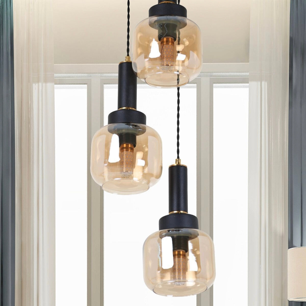 STODE® 3-Light Round Pendant Chandelier - Modern Ceiling Light for Home Décor & Living Spaces