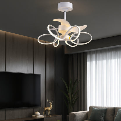 STODE® 24 Inch White Low Profile LED Ceiling Fan Light | 600mm Modern Chandelier Fan with Remote for Bedroom & Living Room