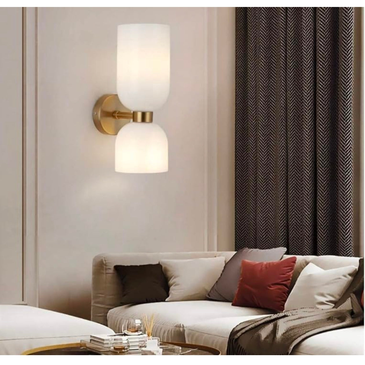 STODE® Double Glass Up-Down LED Wall Lamp – Gold Finish Lighting Fixture | Warm White for Living Room, Bedroom & Home Décor
