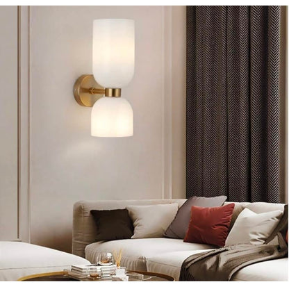 STODE® Double Glass Up-Down LED Wall Lamp – Gold Finish Lighting Fixture | Warm White for Living Room, Bedroom & Home Décor