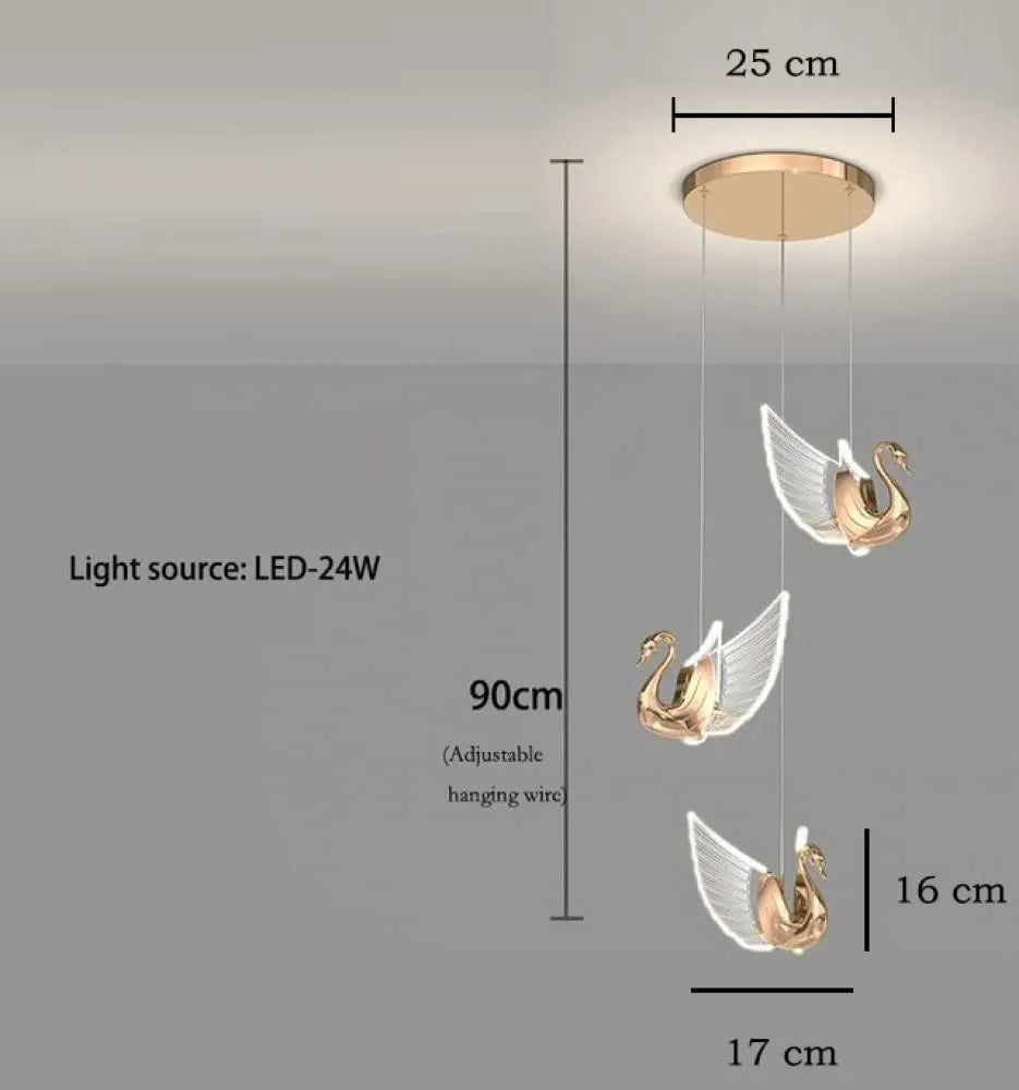 STODE® Modern Swan Design Three-Light Pendant Chandelier – 3 Color Changing - Elegant Ceiling Light (Pack of 1)