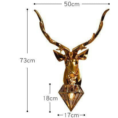 STODE® European Deer Head Wall Lamp - Retro Resin Antler Lantern for Living Room, Bedroom & TV Background Wall Décor