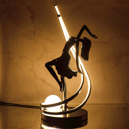 Lampe De Table Sculpture Bubble Girl - Décoration Luxe Moderne Salon Ou Chambre (Brown Hair)