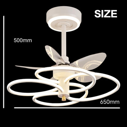 STODE® 24-Inch White Ceiling Light with Fan – LED Profile Chandelier for Modern Living Room, Bedroom & Home Décor