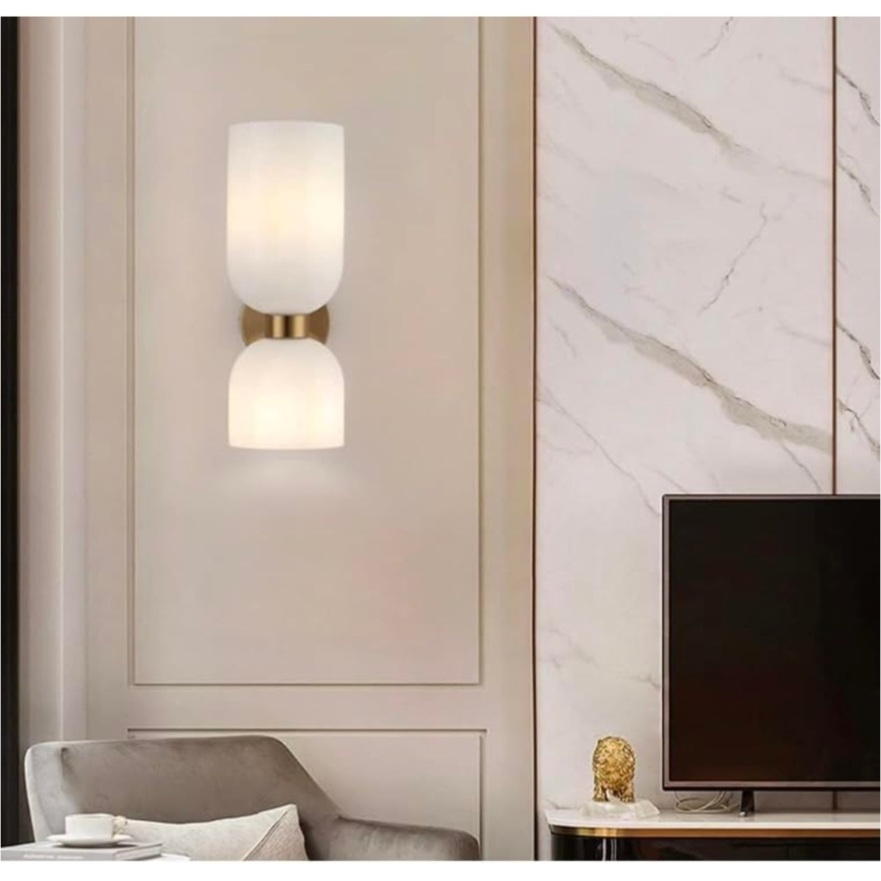 STODE® Double Glass Up-Down LED Wall Lamp – Gold Finish Lighting Fixture | Warm White for Living Room, Bedroom & Home Décor