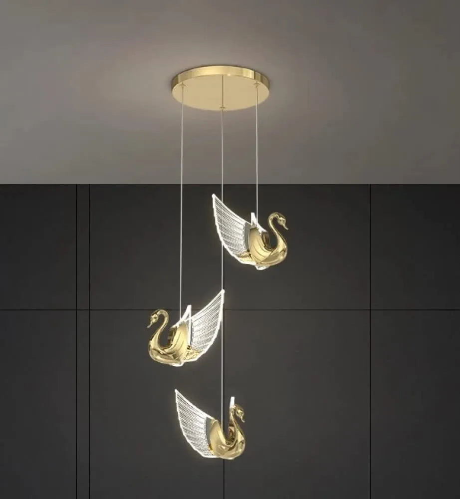 STODE® Modern Swan Design Three-Light Pendant Chandelier – 3 Color Changing - Elegant Ceiling Light (Pack of 1)