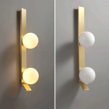 STODE® Modern Gold Wall Sconce - White Globe Glass Lamp for Bedroom, Living Room, Corridor & Dining Room Décor