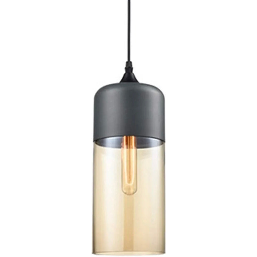 STODE® Modern Decorative Pendant Lamp - E27 Ceiling Light for Home, Bar, Restaurant & Café - White & Amber Shade